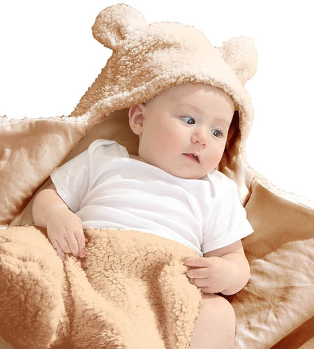 Cute Newborn Baby Boys Girls Blankets Plush Swaddle Blankets Brown