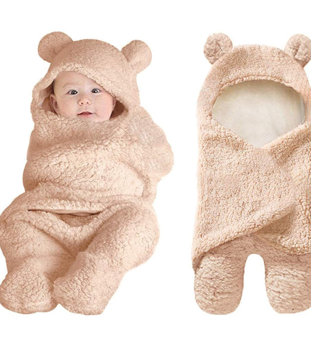Cute Newborn Baby Boys Girls Blankets Plush Swaddle Blankets Brown