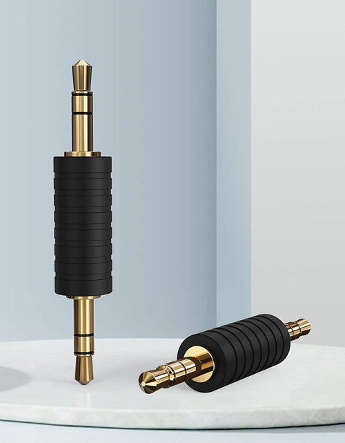 Load image into Gallery viewer, 2 Pack 3.5Mm 1/8 Stereo Jack to 3.5Mm Audio Male to Male Adapter Connectors Gold Plated Compatible with for Taotronics, Mpow BH129 Bluetooth Receiver
