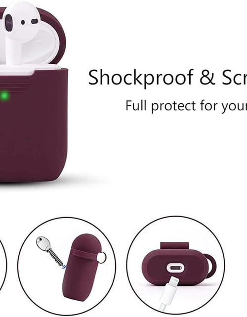Load image into Gallery viewer, Case for Airpods, Airpod Case Cover for Apple Airpods 2&amp;1 Charging Case, Cute Air Pods Silicone Protective Accessories Cases/Keychain/Pompom, Best Gift for Girls and Women, Burgundy
