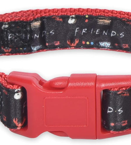 Friends TV Show Iconic Graphics Dog Collar - Friends Dog Collar, D Ring Collar, Cute Dog Collar, Puppy Collar, Collars for Dogs, Friends Pet Collar, Black Collar, Red Collar, Nylon Dog Collar