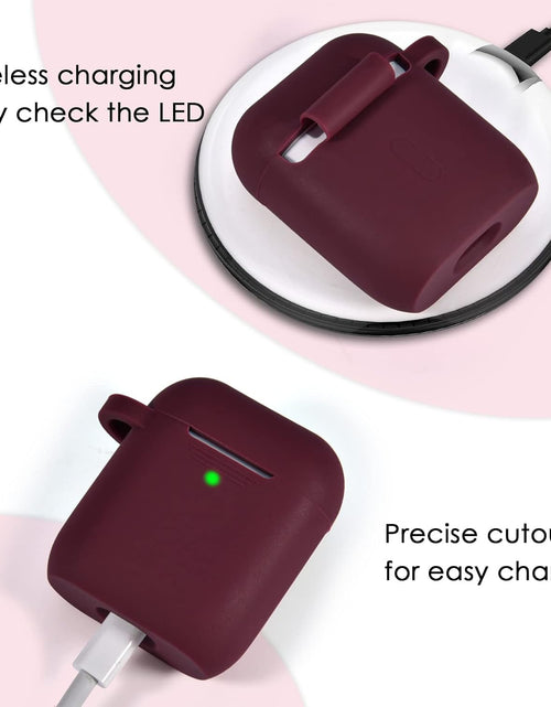 Load image into Gallery viewer, Case for Airpods, Airpod Case Cover for Apple Airpods 2&amp;1 Charging Case, Cute Air Pods Silicone Protective Accessories Cases/Keychain/Pompom, Best Gift for Girls and Women, Burgundy
