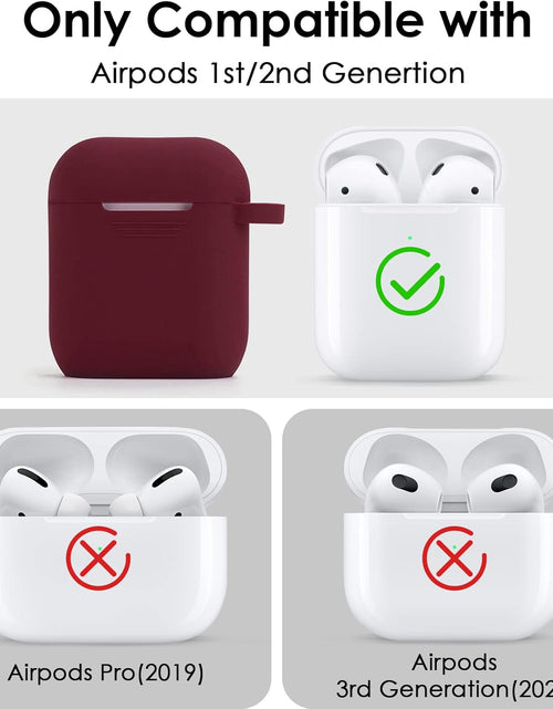 Load image into Gallery viewer, Case for Airpods, Airpod Case Cover for Apple Airpods 2&amp;1 Charging Case, Cute Air Pods Silicone Protective Accessories Cases/Keychain/Pompom, Best Gift for Girls and Women, Burgundy

